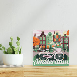 Mini Kit da Dipingere con i Numeri 20x20cm con cornice Amsterdam