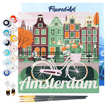 Carica l&#39;immagine nel visualizzatore di Gallery, Mini Kit da Dipingere con i Numeri 20x20cm con cornice Amsterdam