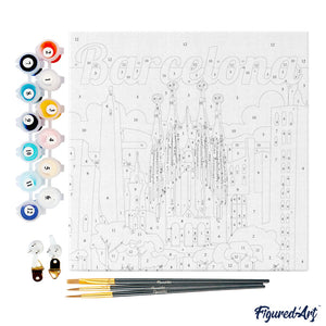 Mini Kit da Dipingere con i Numeri 20x20cm con cornice Barcellona