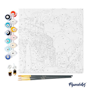 Mini Kit da Dipingere con i Numeri 20x20cm con cornice Roma