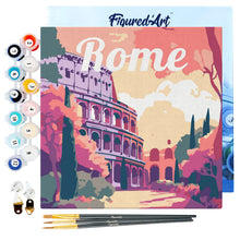 Carica l&#39;immagine nel visualizzatore di Gallery, Mini Kit da Dipingere con i Numeri 20x20cm con cornice Roma