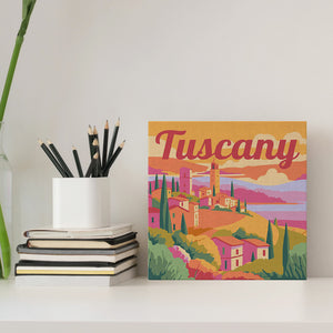Mini Kit da Dipingere con i Numeri 20x20cm con cornice Primavera in Toscana