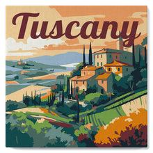 Carica l&#39;immagine nel visualizzatore di Gallery, Mini Kit da Dipingere con i Numeri con cornice Estate in Toscana