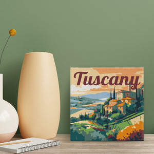 Mini Kit da Dipingere con i Numeri 20x20cm con cornice Estate in Toscana