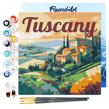 Carica l&#39;immagine nel visualizzatore di Gallery, Mini Kit da Dipingere con i Numeri 20x20cm con cornice Estate in Toscana