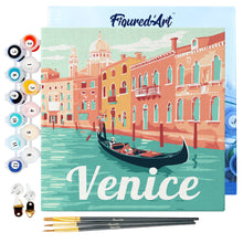 Carica l&#39;immagine nel visualizzatore di Gallery, Mini Kit da Dipingere con i Numeri 20x20cm con cornice Venezia