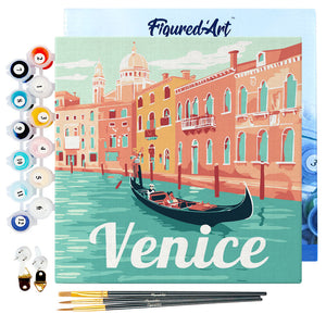 Mini Kit da Dipingere con i Numeri 20x20cm con cornice Venezia