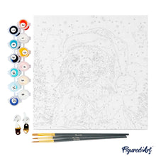 Carica l&#39;immagine nel visualizzatore di Gallery, Mini Kit da Dipingere con i Numeri 20x20cm con cornice Allegro Cane a Natale