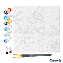 Carica l&#39;immagine nel visualizzatore di Gallery, Mini Kit da Dipingere con i Numeri 20x20cm con cornice Pupazzo di Neve al Parco