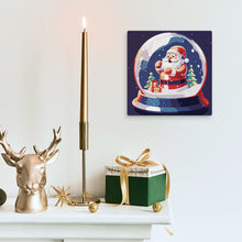 Carica l&#39;immagine nel visualizzatore di Gallery, Mini Kit da Dipingere con i Numeri 20x20cm con cornice Babbo Natale nella Palla di Neve