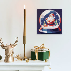 Mini Kit da Dipingere con i Numeri 20x20cm con cornice Babbo Natale nella Palla di Neve