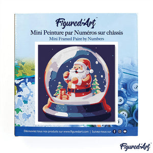Mini Kit da Dipingere con i Numeri 20x20cm con cornice Babbo Natale nella Palla di Neve