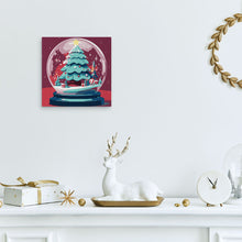 Carica l&#39;immagine nel visualizzatore di Gallery, Mini Kit da Dipingere con i Numeri 20x20cm con cornice Albero di Natale nella Palla di Neve