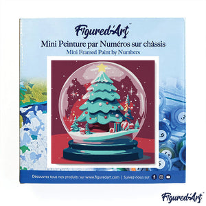 Mini Kit da Dipingere con i Numeri 20x20cm con cornice Albero di Natale nella Palla di Neve