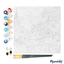 Carica l&#39;immagine nel visualizzatore di Gallery, Mini Kit da Dipingere con i Numeri 20x20cm con cornice Incantevole Rifugio Invernale