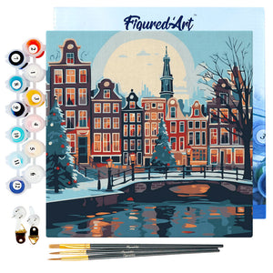 Mini Kit da Dipingere con i Numeri 20x20cm con cornice Natale ad Amsterdam