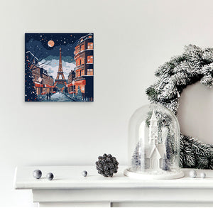 Mini Kit da Dipingere con i Numeri 20x20cm con cornice Natale a Parigi