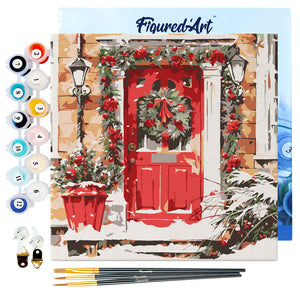 Mini Kit da Dipingere con i Numeri 20x20cm con cornice Ghirlande di Natale