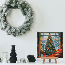Carica l&#39;immagine nel visualizzatore di Gallery, Mini Kit da Dipingere con i Numeri 20x20cm con cornice Albero di Natale in Salotto