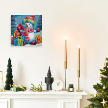 Carica l&#39;immagine nel visualizzatore di Gallery, Mini Kit da Dipingere con i Numeri 20x20cm con cornice Pupazzo di Neve e Regali
