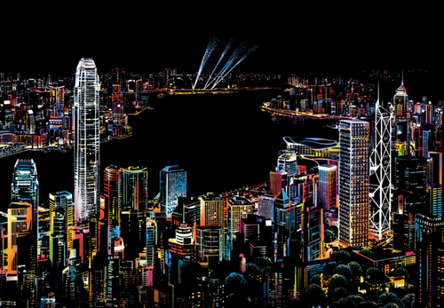 Scratch Painting - Hong Kong Di Notte