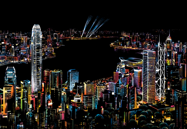 Scratch Painting - Hong Kong Di Notte
