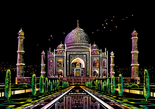 Scratch Painting - Mausoleo Del Taj Mahal In India