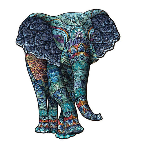 Puzzle 2D in legno - Elefante Blu