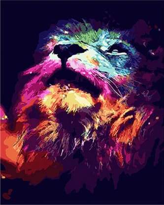 Dipingere con i numeri - Leone Colorato Astratto