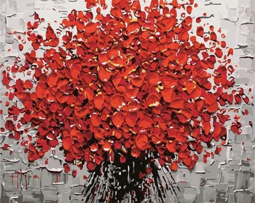 Dipingere con i numeri - Fiori Rossi Astratti