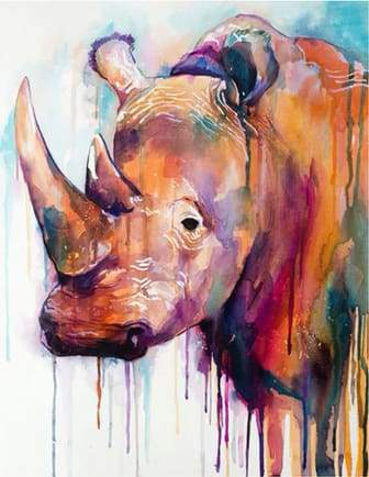 Dipingere con i numeri - Rinoceronte Astratto
