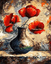 Carica l&#39;immagine nel visualizzatore di Gallery, Dipingere con i numeri - Vaso Antico E Fiori Rossi