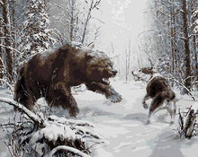 Carica l&#39;immagine nel visualizzatore di Gallery, Dipingere con i numeri - Orso E Lupo Che Combattono