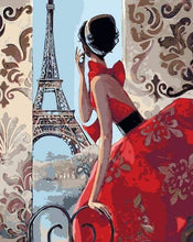 Carica l&#39;immagine nel visualizzatore di Gallery, Dipingere con i numeri - Bella Donna E Torre Eiffel