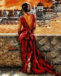 Dipingere con i numeri - Bella Donna In Abito Rosso