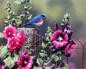 Dipingere con i numeri - Uccello E Fiori Rosa