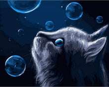 Carica l&#39;immagine nel visualizzatore di Gallery, Dipingere con i numeri - Gatto Blu E Bolle