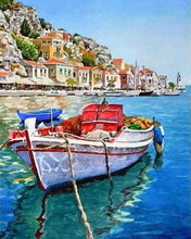Carica l&#39;immagine nel visualizzatore di Gallery, Dipingere con i numeri - Barca Ormeggiata Al Porto
