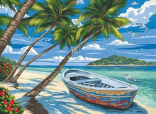 Carica l&#39;immagine nel visualizzatore di Gallery, Dipingere con i numeri - Barca Sotto Gli Alberi Di Cocco