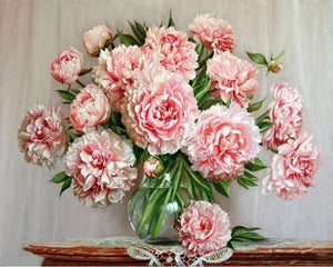 Dipingere con i numeri - Bouquet Di Fiori Rosa Su Un Tavolo
