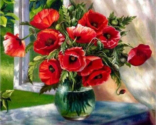 Dipingere con i numeri - Bouquet Di Fiori Rossi