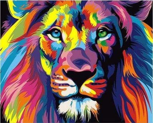 Diamond Painting - Leone pop art 40x50cm tela già incorniciata