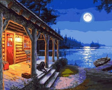 Carica l&#39;immagine nel visualizzatore di Gallery, Dipingere con i numeri - Baita E Vista Al Chiaro Di Luna
