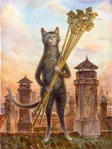Dipingere con i numeri - Gatto E Casette Per Gli Uccellini