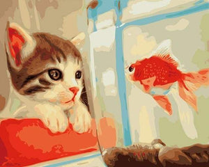 Dipingere con i numeri - Gatto E Pesce Rosso