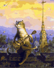 Carica l&#39;immagine nel visualizzatore di Gallery, Dipingere con i numeri - Gatto Che Suona La Chitarra