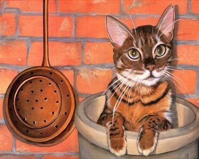 Dipingere con i numeri - Gatto Che Gioca In Cucina