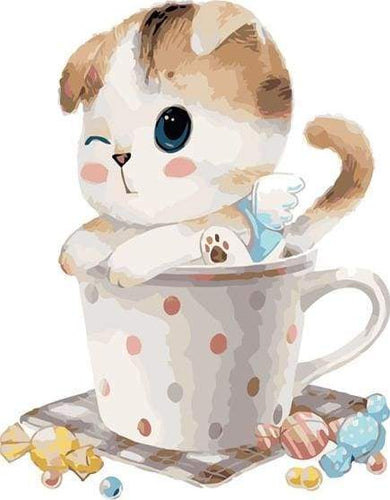 Dipingere con i numeri - Gatto Con Tazza Di Tè