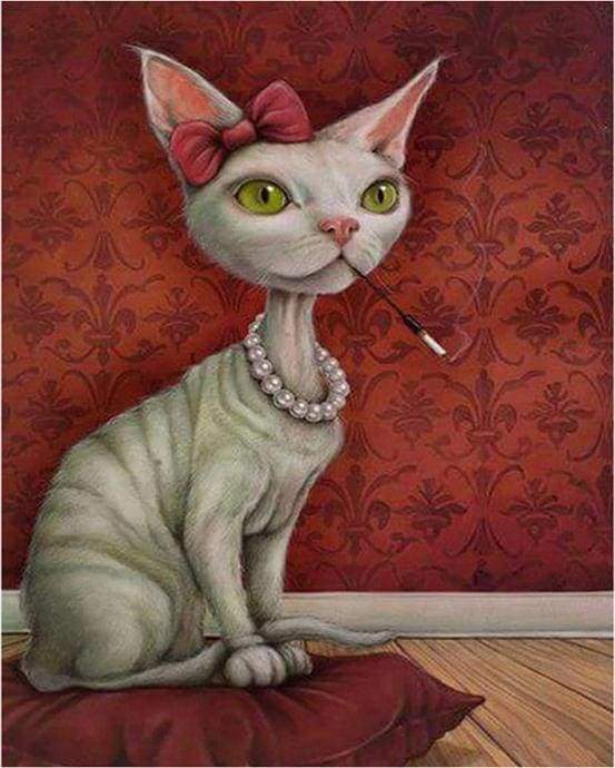 Dipingere con i numeri - Gatto Con La Collana E Portasigarette