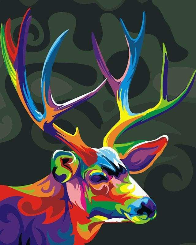 Dipingere con i numeri - Cervo Colorato Pop Art